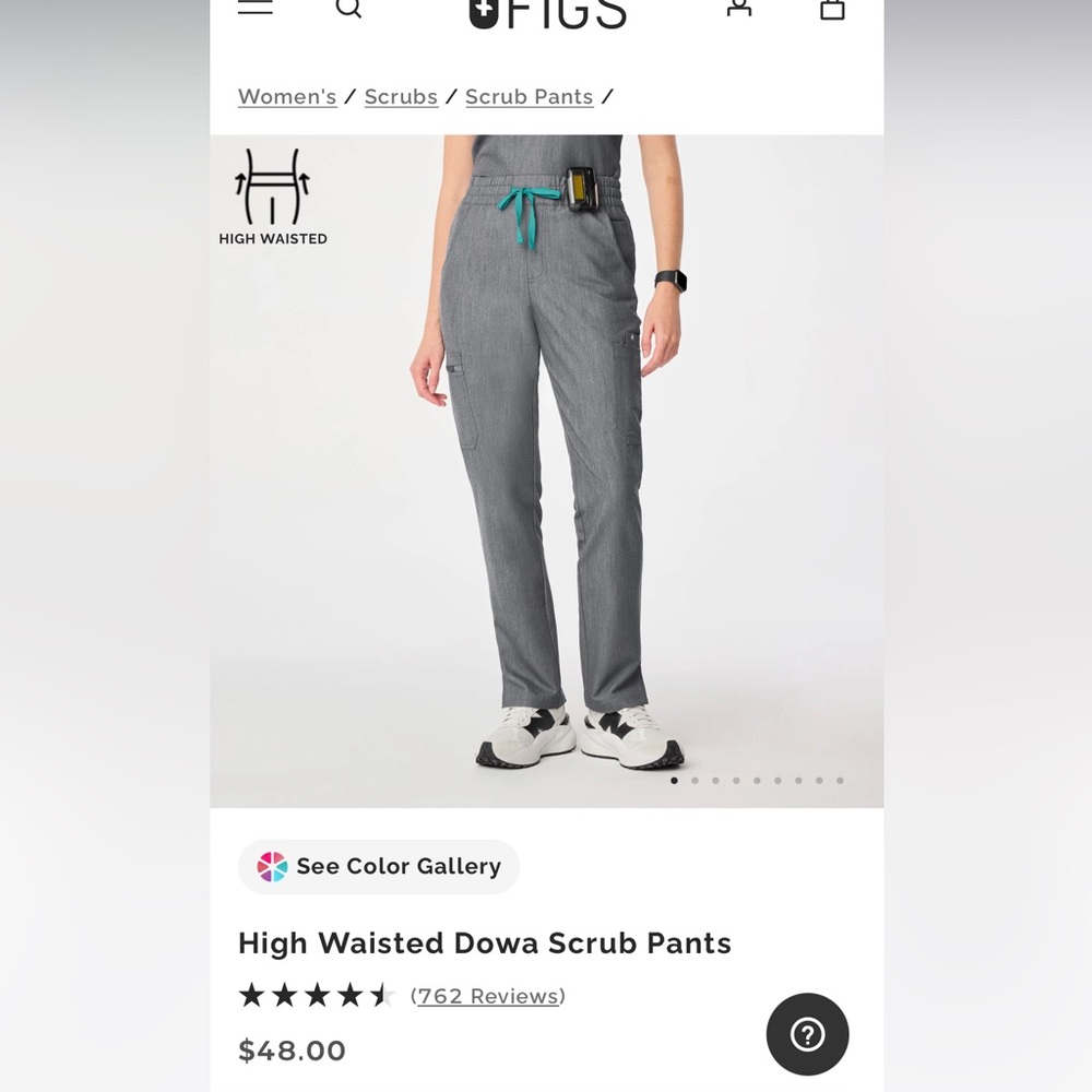 High Waisted Dowa Scrub Pants in Graphite size small